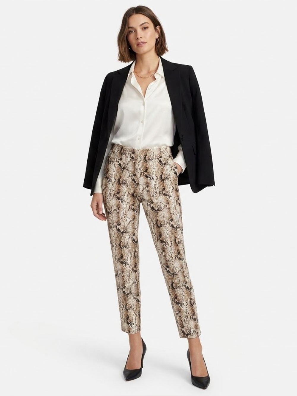 White House Black Market Mob Wife Snake Print Baddie Cigarette Ankle Pants